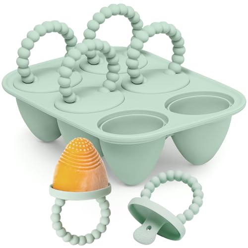 6 Mulden Baby Eisformen Silikon Eis am Stiel Formen mit Stielen Silikon Mini Eisformen für Baby/Kleinkinder/Kinder-BPA-Frei Lebensmittelecht leicht zu reinigen ideal für Fruchtpüree & Muttermilch