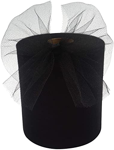 Rouleau de tulle noir de 15,2 cm x 200 m pour décoration de mariage, loisirs créatifs, fête d'anniversaire