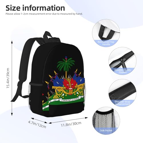 Funny Haiti Flag Backpack Cute Haitian Flag Daypack Laptop Backpack Shoulders Casual Daypack For Men Women4