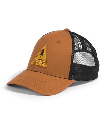The North Face Graphic Mudder Trucker Hat - Classic Fit Moisture-Wicking Snapback for Men & Women Hiking Ball Cap Burnt Umber/TNF Black One Size