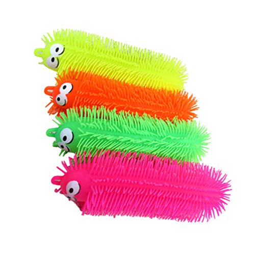 NUOBESTY Gummi Raupenspielzeug Leuchten Leuchtende Raupe Handpresse Aufgeblasenes Tierspielzeug Leuchten in Dunklen Partyzubehör (Zufällige Farbe) 33 × 8Cm