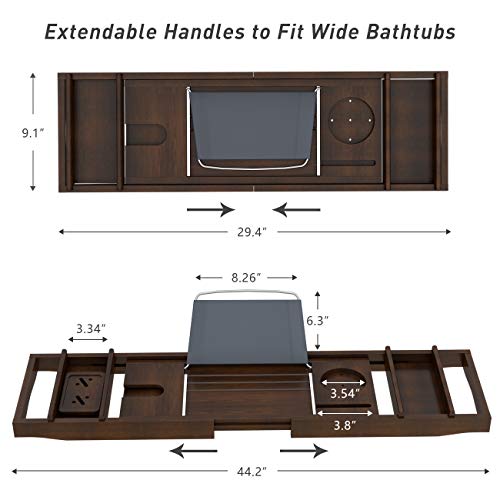 image for Domax Bathtub Caddy Tray Expandable Bamboo Bath Tub Tray for Luxury Ba