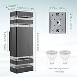 CANMEIJIA LED Wall Light, Outdoor Wall Lights IP65 Waterproof Outside Lights Porch Light Front Door Lamp Modern Aluminum Black 3000K Included 2 * 6W GU10 for Garden Hallway Bathroom etc - Image 4