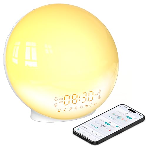 Smart-Sunrise-Alarm-Clock-Wake-Up-Light-for-Heavy-Sleepers-SunriseSunset-Simulation-Quadruple-Alarms-Natural-Sounds-Customizable-Sleep-Routines-Ideal-Present-App-No-Signup