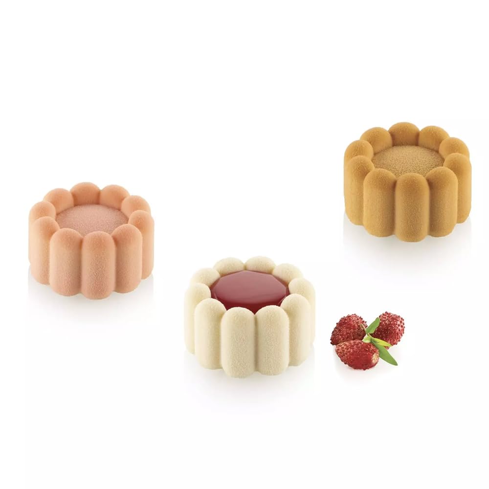 silikomart Charlotte 30 Stampo Monoporzione in Silicone Professionale con 8 Cavità da 30 ml per Mousse, Semifreddi, Dessert Moderni ed Entremets, Silicone Platinum Made in Italy