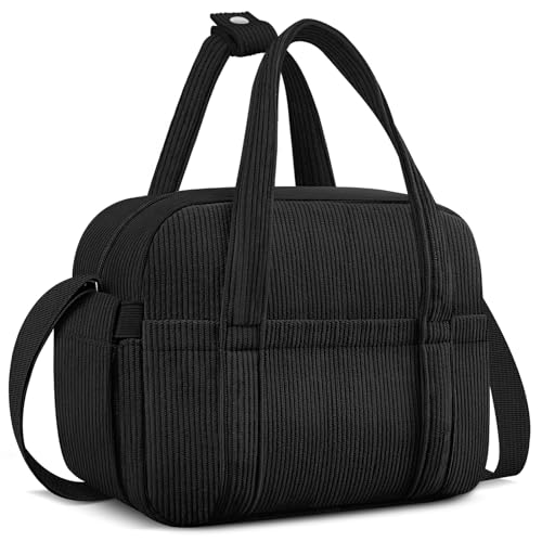 KUBYA Lunch Box Lunch Bag for Women Adults Men, Cute Insulated Lunch Bag Reusable Lunchbox Leakproof Simple Lunch Boxes Soft Corduroy Lunch Tote Bag Large Cooler Bag Containers, with Shoulder Strap