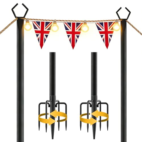 QCGNIUI 2 Pezzi Pali per Striscia Luminosa, 3M Pali per Striscia Luminosa Supporto per Illuminazione Esterna, Aste per Bandiere per Feste all'aperto, Patio, Giardino, Cortile, Matrimoni