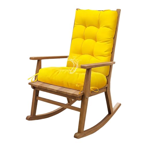 Yefound Yellow Rocking Chair Cushions Porch Rocker Cushions for Wooden Rocking Chairs Outdoor Back Pad with Ties
