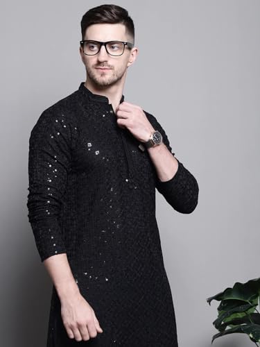 Image of Lucknow Chikan Men's White Pure Cotton Kurta Pajama Set, Full Booty