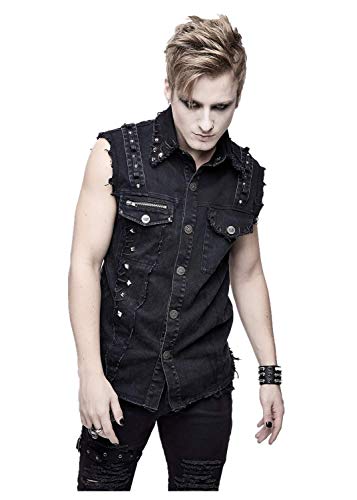 Camiseta de tirantes gótica gris para hombre con botones de metal