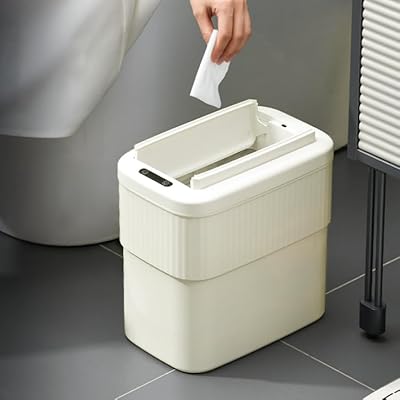 Ornato Sensor Trash Can with Automatic Lid 3 Gallon,Hanging Motion Sensor Garbage Can, Bathroom Trash Cans,Smart Trash Bin, Mountable/Desk for Kitchen Compost Bin,Liveroom,Office,White
