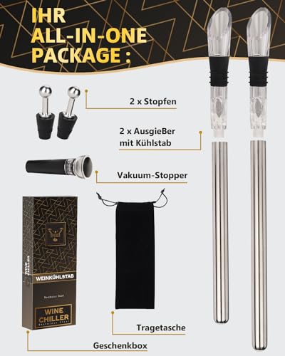 OAKSEA 8-in-1 wijnkoelstaaf, cadeau voor hem en haar, wijnkoeler, cadeaus voor mannen en vrouwen, ideaal Valentijnsdagcadeau voor wijnliefhebbers, flessenkoeler, wijnaccessoires, partnergeschenken - Afbeelding 6