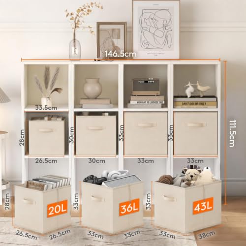 Lifewit 6 Stück Aufbewahrungsbox aus Stoff, Faltbar Aufbewahrungswürfel Kallax Boxen Aufbewahrung aus Vliesstoff mit Griff für Würfelregal… – Ansicht 2