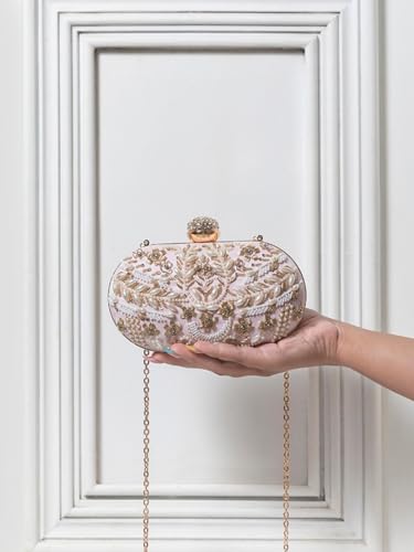 Image of THE TAN CLAN Elizah Zarozi Hand Embroidered Clutches for women Purses Luxury Evening Handbags for ladies