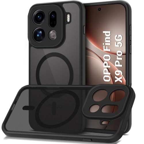 Image of TheGiftKart Hybrid Shockproof Back Cover Case for Oppo Find X9 Pro 5G Compatible with MagSafe | Hard Back Cover Case for Oppo Find X9 Pro 5G (PC & TPU, Translucent Smoke Matte Back, Black Sides)