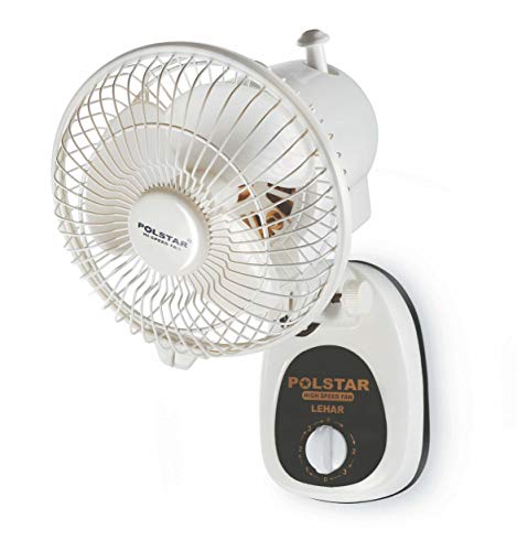 Image of POLSTAR Lehar High Speed Wall Mount Fan|Oscillating | 100% Copper Motor| 3-Speed Control | Durable & Long-lasting | Strong and Reliable | 2 Year Manufacturer Warranty (Ivory, 150mm)
