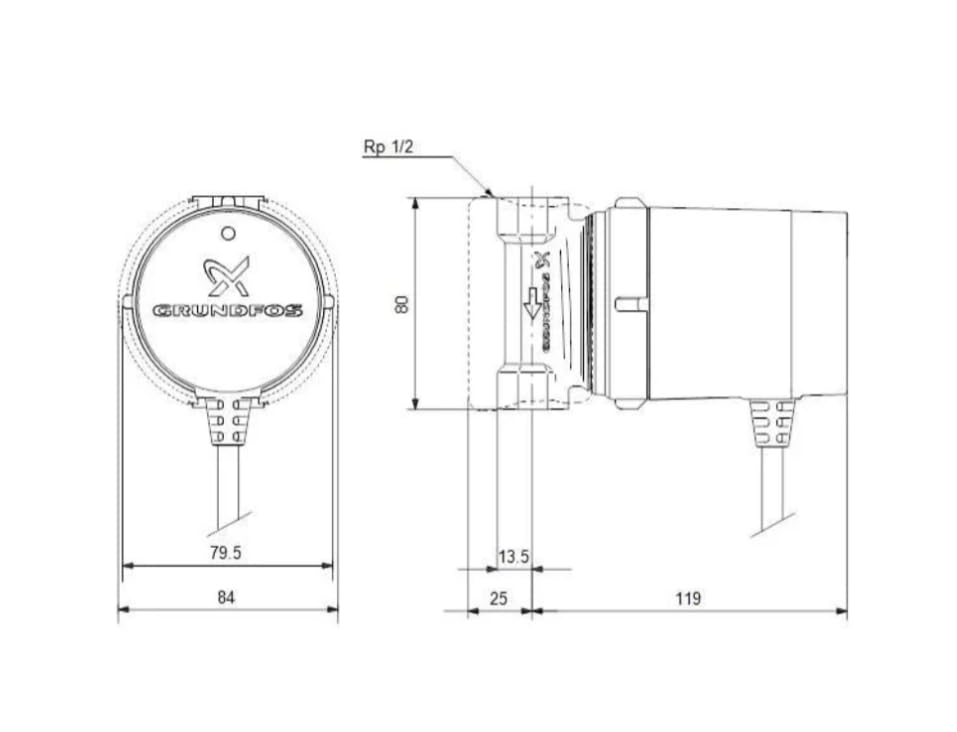 ENVIRON - Grundfos Comfort 15-14 B PM Pompa di circolazione dell'acqua potabile Rp 1/2 230 V