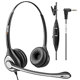 Wantek 2.5mm Cordless Phone Headset with Noise Cancelling Mic, Cordless Telephone Headset Compatible with Panasonic AT&T VTech Uniden RCA Phones, Call Center Office Headset