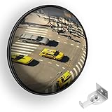 Convex Traffic Mirror - 12'' Outdoor and Indoor Driveway & Security Parabolic Safety Mirror, Acrylic Blind Spot for Garage, Retail Stores, Warehouses and High-Traffic Areas, Black