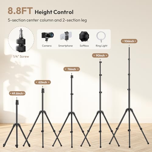 [Upgraded]ULANZI T270 Light Stand, 8.8ft/270cm Adjustable Photography Light Tripod Stand for Photo Video Shooting, Aluminum Portable Studio Lighting Tripod for Softbox, Camera, Reflector, Strobe Light by ULANZI - Image 2