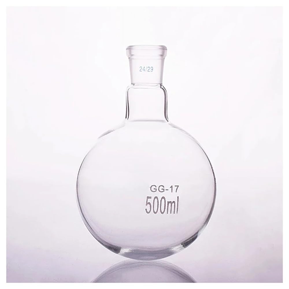 Attrezzature e forniture di laboratorio Pallone a bocca singola standard con fondo tondo, capacità 500 ml e giunto 24/29, pallone singolo in vetro borosilicato