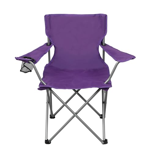 Quad Folding Camp Chair with Cup Holder, Purple...