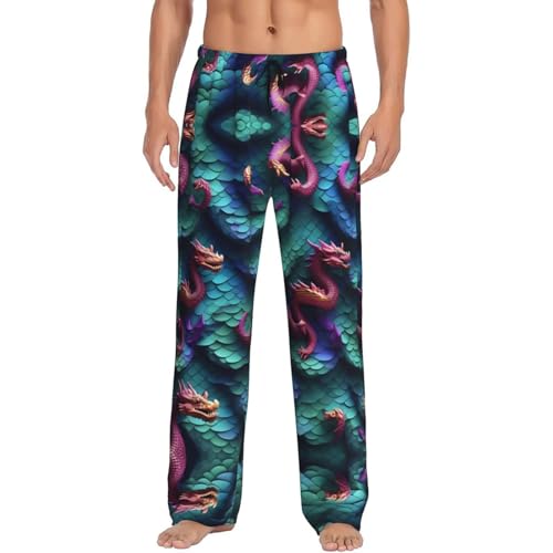 Pantalon de pyjama homme avec poches et motif dragon en relief