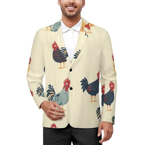 Roosters Chicken Classic Suits Blazer for Men Business Tuxedo Jacket Sport Coat Two Buttons