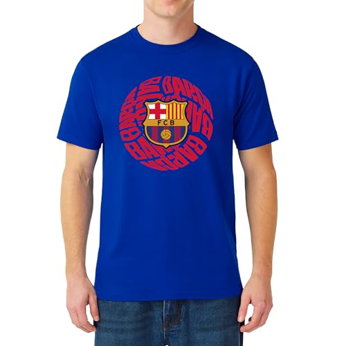 Icon Sports Officially Licensed FC Barcelona Cotton T-Shirt - Unisex Adult - FCB86CT Blue S
