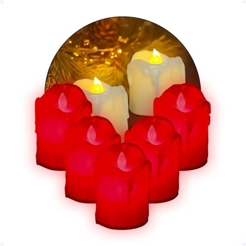 Kit 5 Velas Artificial Eletrônica Led Chamejante Luz Vermelha Decorativa Natal Casamento Festa Român