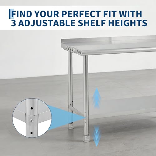 Image of IDEALHOUSE Stainless Steel Work Table, Metal Kitchen Prep Table 30x24x35in