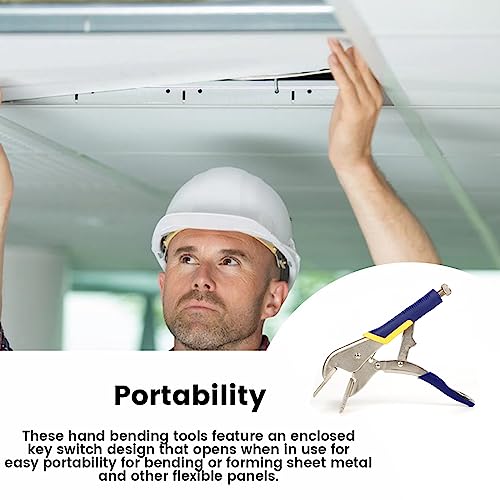 Haowujin XIE-MT-0506 Hand Seamers Sheet Metal Tools,10 Inch-High Carbon Steel Sheet Metal Crimper Locking Plier Tools, Sheet Metal Clamp Duckbill Pliers, Hand Seamer Adjustable Wear Resistant Flat Head Vise Functional thumb #3