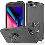 JOYOZE for iPhone 8 Plus/ 7 Plus/ 6 Plus Case: 2 in 1 Shockproof Phone Cover with 360° Rotatable Kickstand Ring - Heavy Duty Drop-Proof Phone Case for iPhone 6/7/8 Plus 5.5' - Black