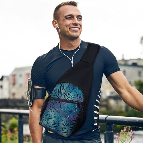 Bolso bandolera Azul con estampado para senderismo miniatura 3