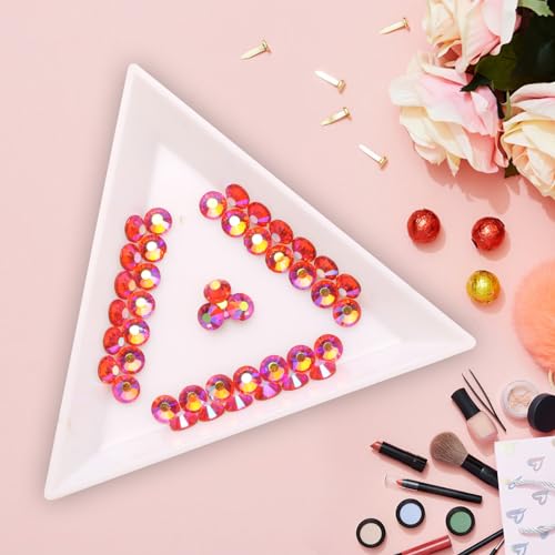 Image of Jollin Glue Fix Crystal Flatback Rhinestones Glass Diamantes Gems for Nail Art Crafts Decorations Clothes Shoes(ss5 2880pcs, Red AB)