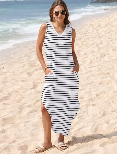 Image of Sampeel Summer Dresses Maxi Dress Vacation Beach Sundresses 2025 with Pockets