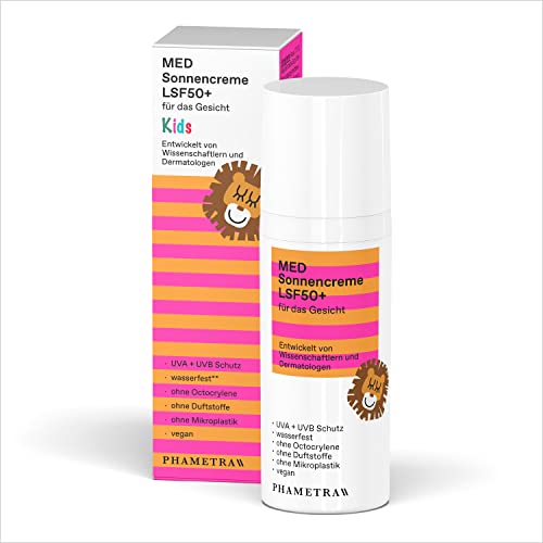 Phametra MED Sonnencreme LSF 50+ KIDS | Sehr hoher Schutz bei allergischer und empflindlicher Haut |ohne Octocrylene | UVA + UVB Schutz | wasserfest |ohne Duftstoffe | vegan |ohne Mikroplastik | 50ml