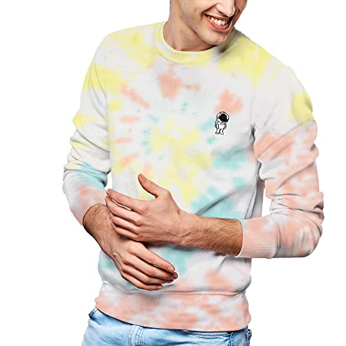 DALIX Embroidered Astronaut Long Sleeve Tie Dye Pullover Fleece Crewneck Sweatshirt Sweater Men4