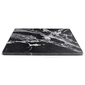 Diflart Natural Marble Stone Cutting Board for Kitchen, 16×20 Inch, Black, Marble Slab Pastry Board Large with Non-Slip Feet for Cheese, Charcuterie, Dough Chocolate, Pack of 1 Piece