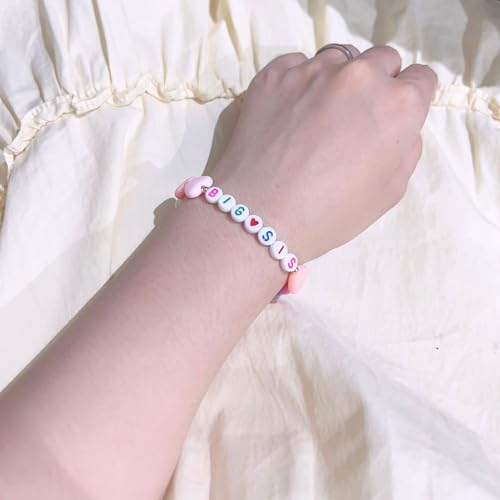 Image of Fuqimanman2020 Big Sister Bracelet Colorful Little Sister Bracelet Letter Beads Bracelet for Sister Jewelry Gift