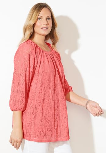 Catherines Women's Plus Size Stretch Lace Peasant Blouse3