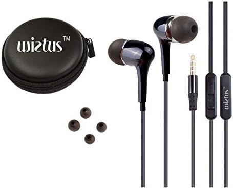 Headphone/earphone, Wietus 3.5mm Stereo In-ear Noise-isolating Headphones with Mic+ Portable Mini Round Hard Storage Case Bag,Round cable, Compatible for iPhones, iPods and iPads, Android Devices, mp3 players, CD players and more