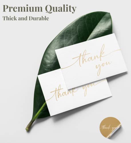 Thank-You-Cards-with-Envelopes-Stickers-Matte-Gold-Foil-Cards-Bulk-Pack-of-100-4×6-Inch-Minimalistic-Design-Suitable-for-Business-Wedding-Small-Business-Graduation-Bridal-Shower-Funeral Thank You Cards with Envelopes Stickers Matte Gold Foil Cards Bulk Pack of 100 4×6 Inch Minimalistic Design Suitable for Business Wedding Small Business Graduation Bridal Shower Funeral