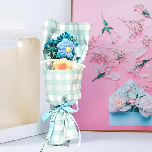 Image of Cortina Plastic Handmade Crochet Artificial Flowers with Light|Aesthetic Room Decor, Living & Bedroom Decor|Artificial Flower Wall Decor|Great for Gifting - Sky Blue - 12x7x25.5 CM