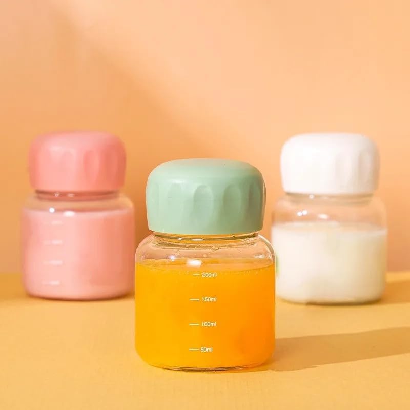 Image of Frosted Glass Water Bottle with Lid 300ml Portable Rope, Small Coffee Mug Cute Juice Jar Flower Tea Drinking Cup BPA Free, Easy to carry (PACK OF 1) (bottle)