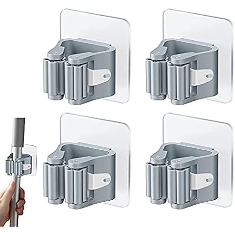 Rifrpha 4 Piezas Colgador de Escobas y Fregonas Adhesivos Pared Cover