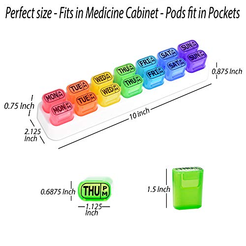 GMS 7 Day AM/PM Pill Reminder - Weekly Pill Organizer 7 Days 2 Times a Day - Pop Out Pill Pods for Medication Management (Rainbow) 3 GMS 7 Day AM/PM Pill Reminder - Weekly Pill Organizer 7 Days 2 Times a Day - Pop Out Pill Pods for Medication Management (Rainbow) - Image 4