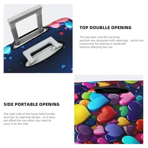 Travel Luggage Covers For Suitcase, Colourful Heart Elastic Suitcase Protector Washable Anti-Scratch Suitcase Baggage Cover Luggage Protector Fits 18-32 Inch Luggage4
