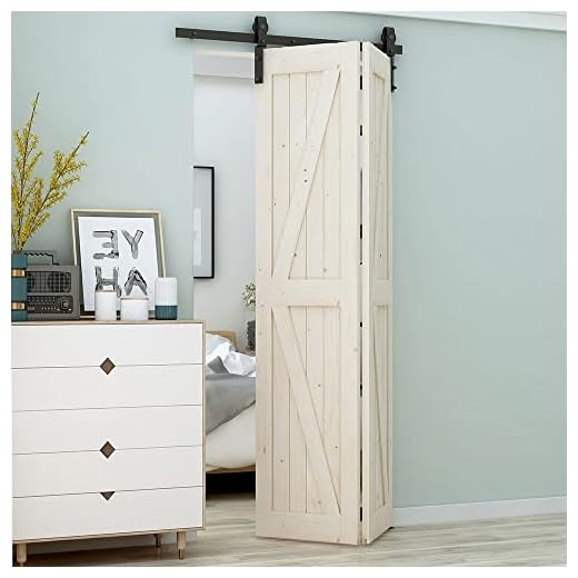 LTIYITL 4FT Bi-Folding Sliding Barn Door Hardware,Smoothly and Quietly-Heavy Duty -Simple and Easy to Install for 2 Doors Hardware Kit,Basic"J"[No Door ]