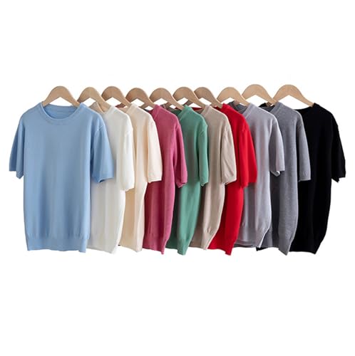 DAIMIDY Men's Casual Crewneck Short Sleeve Sweater2